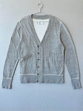 Wings + Horns Research Loopback Cotton Heather Gray V-Neck Button Cardigan - M